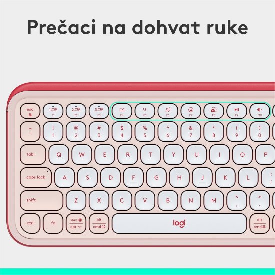 Tipkovnica LOGITECH POP Icon Keys, brezžična, US Layout, BT, rozo-bela