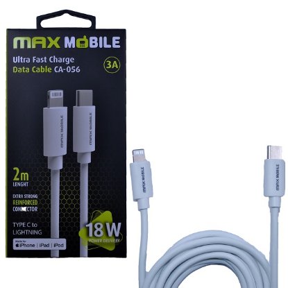 Kabel MAXMOBILE USB-C to Lightning, MFI Apple iPhone CA-001, 2m, beli