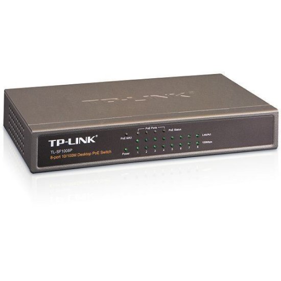 Switch TP-LINK TL-SF1008P, 10/100 Mbps, 8 priključkov, 4x PoE, kovinsko ohišje