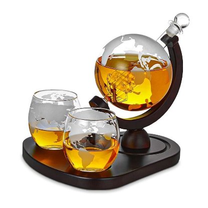 Set za viski MIKAMAX Deluxe Globe Decanter Set, s stojalom