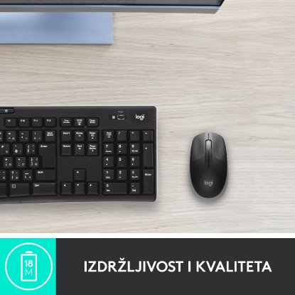 Miška LOGITECH M190, optična, brezžična, 1000dpi, crno-siva