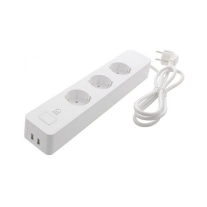 Pametni naponski kabel DELTACO SH-P03USB2, 3 utičnice, 2xUSB-A, WiFi, 1,5m, bela