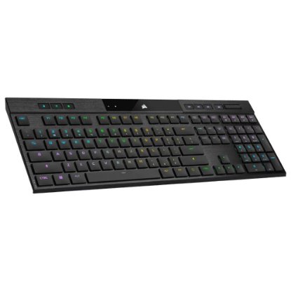 Tipkovnica CORSAIR K100 RGB AIR, mehanska, brezžična, Cherry MX Ultra Low Profile Tactile, US postavitev, USB, črna