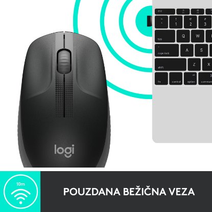 Miška LOGITECH M190, optična, brezžična, 1000dpi, črna