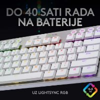Tipkovnica LOGITECH Gaming G915 TKL Tenkeyless Lightspeed,Tactile switch, RGB, mehanička, brezžična, UK Layout, USB, bela