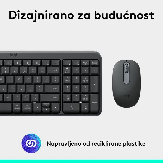 Tipkovnica + miška LOGITECH MK250 Compact Bluetooth komplet, brezžična, črna