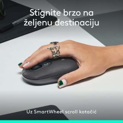 Miška LOGITECH POP, optična, brezžična, USB, BT, 1000dpi, siva