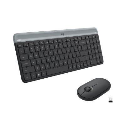 Tipkovnica + miška LOGITECH MK470 Slim Wireless, brezžična, črna