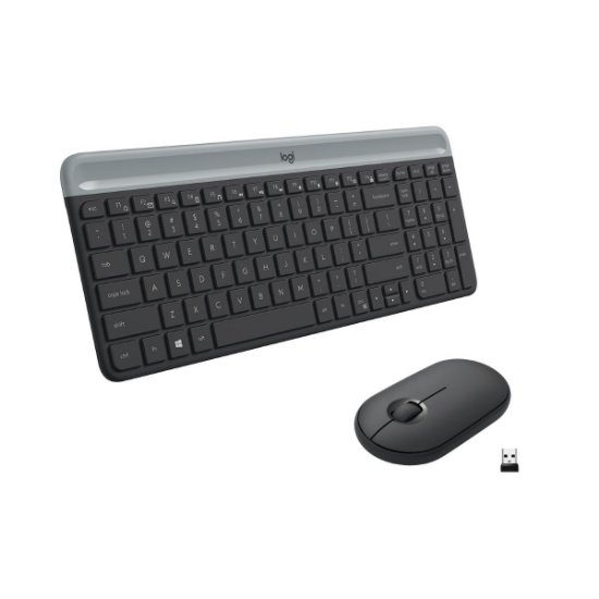 Tipkovnica + miška LOGITECH MK470 Slim Wireless, brezžična, črna