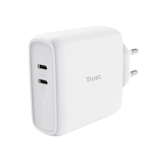 Polnilec TRUST Maxo, 2xUSB-C, 65W, beli