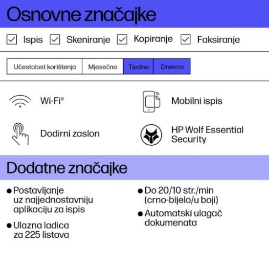 Multifunkcijski Tiskalnik HP OfficeJet Pro 8122e , 405U3B, Tiskalnik/scanner/copy, 4800dpi, WiFi, LAN, USB, beli, Instant Ink