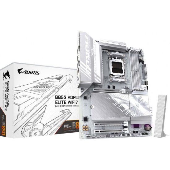 Matična plošča GIGABYTE B850 A Elite WIFI Ice, AMD B850, DDR5, ATX, s. AM5, bela