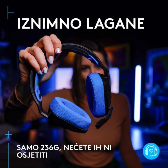 slušalke LOGITECH Gaming G535 Lightspeed, brezžične, črno-modre