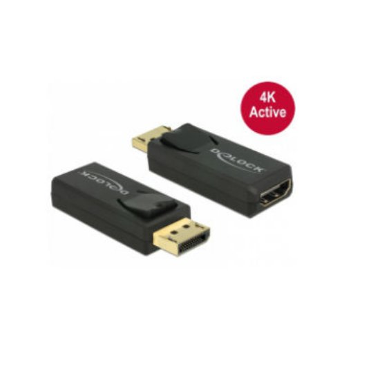 Adapter DELOCK, DisplayPort (M) na HDMI-A (Ž), 4K aktiv, črni