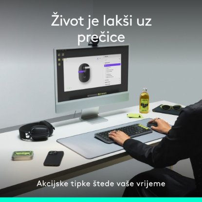 Miška LOGITECH POP, optična, brezžična, USB, BT, 1000dpi, bela