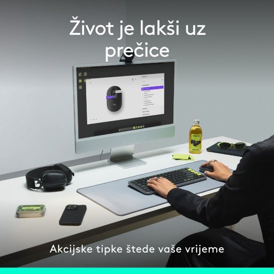 Miška LOGITECH POP, optična, brezžična, USB, BT, 1000dpi, bela