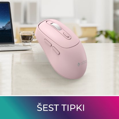 Miška OCTIO Style M320W, optična, brezžična, 1600 dpi, roza