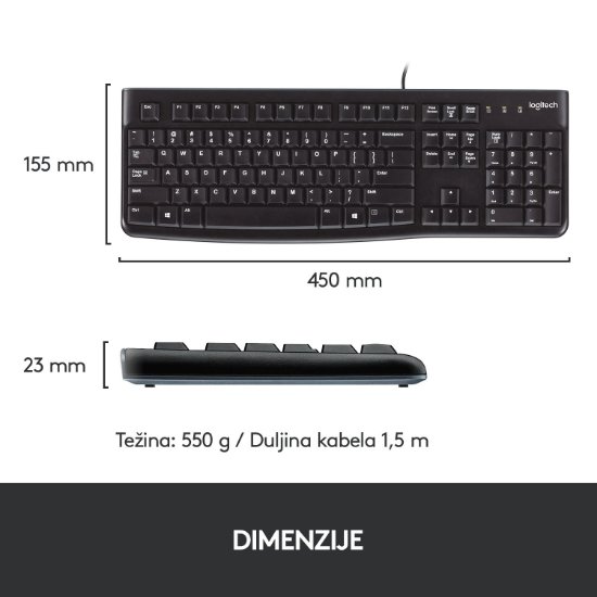 Tipkovnica + miška LOGITECH MK120 Desktop, črna, USB