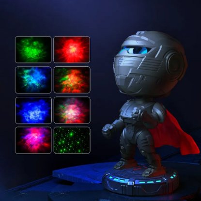 Laserski projektor LONVIS Mecha Warrior, 8 vrst projekcij, daljinski upravljalnik, siv