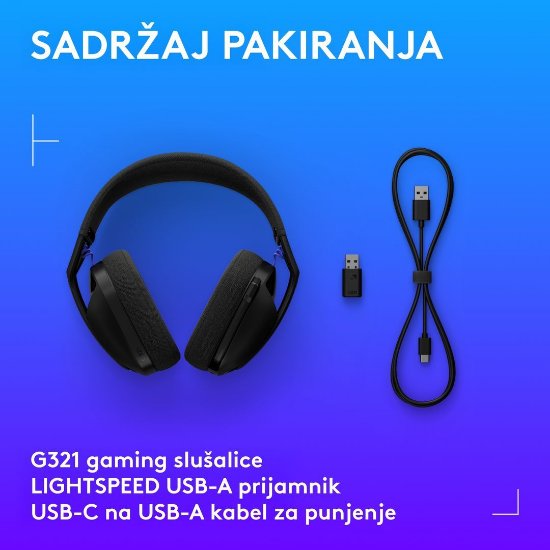 Slušalke LOGITECH Gaming G321, brezžične, BT, USB, črne