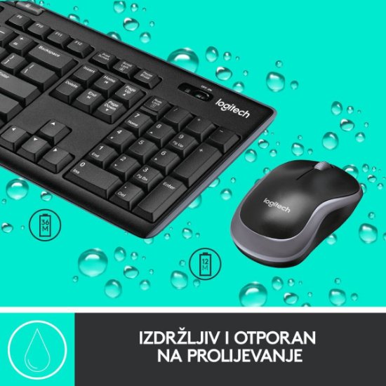 Tipkovnica + miš LOGITECH MK270 Wireless Desktop, bežična, črna, USB
