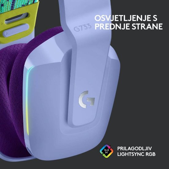 slušalke LOGITECH Gaming G733 Lightspeed, RGB, brezžične, lilac