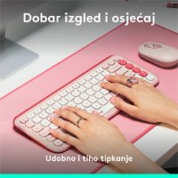 Tipkovnica LOGITECH POP Icon Keys, brezžična, US Layout, BT, rozo-bela