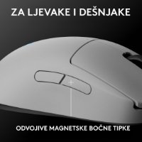 Miška LOGITECH Pro 2 Lightspeed, RGB, optični, brezžična, 32000dpi, bela