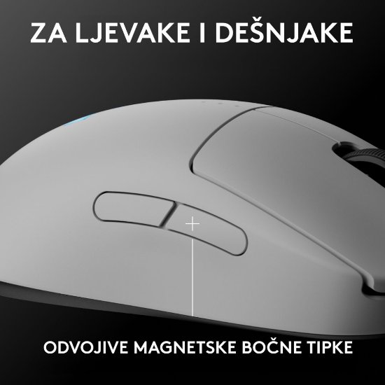 Miška LOGITECH Pro 2 Lightspeed, RGB, optični, brezžična, 32000dpi, bela