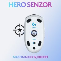 Miška LOGITECH Gaming G305 Lightspeed, brezžična, optična, 12000dpi, bela, USB