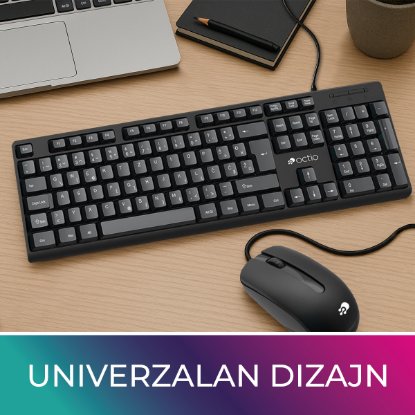 Tipkovnica + miška OCTIO KM101U, črni, USB