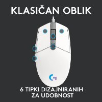 Miška LOGITECH Gaming G102 Lightsync, optična, 8000dpi, bela, USB
