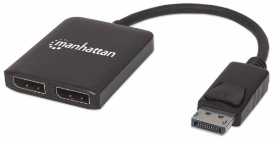razdelnik DisplayPort MANHATTAN, 2x DisplayPort (Ž), 4K@30Hz, MST, črni