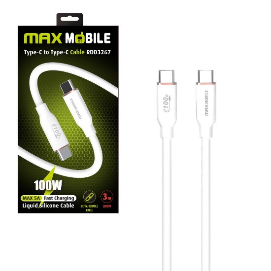 Kabel MAXMOBILE RDD3267 USB-C (M) na USB-C (M), 100W, 3m, bel
