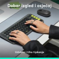 Tipkovnica LOGITECH POP Icon Keys, brezžična, US Layout, BT, sivo-zelena