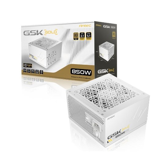 Napajalnik 850W, ANTEC GSK850 V2 White EC, ATX 3.1, 120mm vent., 80+ Gold, modularno, belo