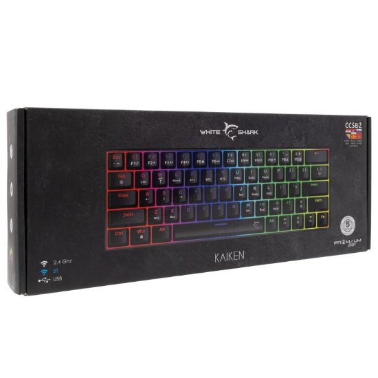 Tipkovnica WHITE SHARK GK-003112 Kaiken, RGB, crveni switch, mehanička, UK/SLO/HR, brezžična, črna