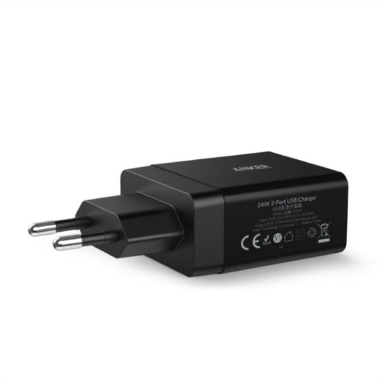 Polnilec ANKER PowerPort II 24W, A2021L11, 2x USB-A, črni