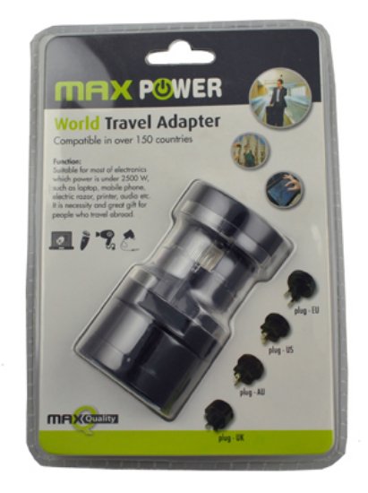 Potovalnii adapter MAXPOWER WP-3UT, črni