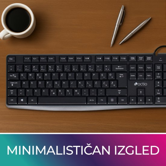 Tipkovnica OCTIO K101U, črna, USB