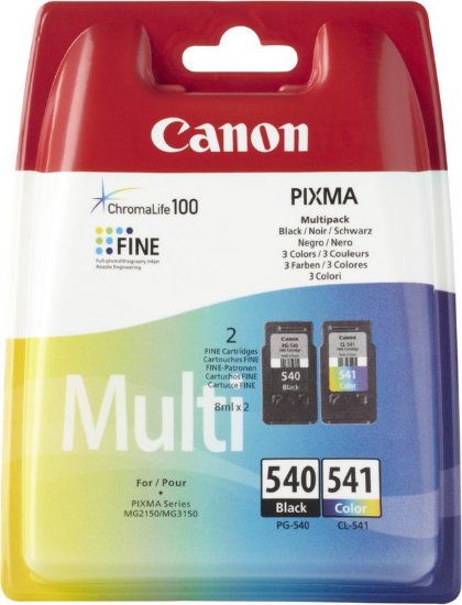 Kartuša CANON PG-540 + CL-541, multipack, za Pixma MG2150/MG2250/MG3150/MG3250/MG3550/MG4150/MG4250/MX375/MX395/MX435/MX455/MX475/MX515/MX525/MX536