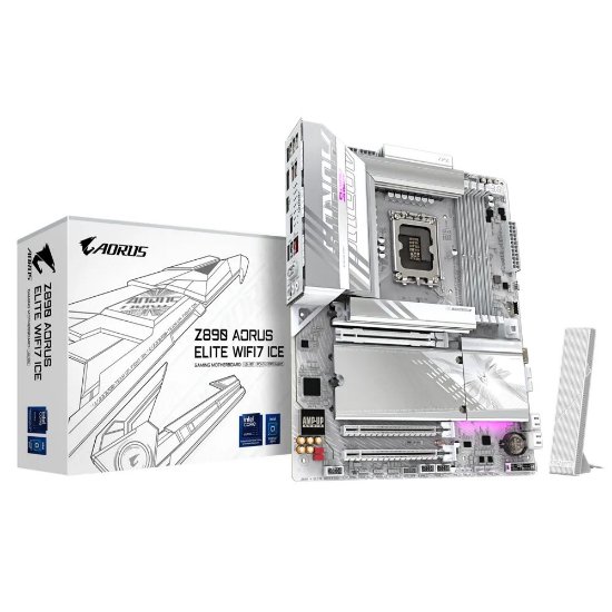 Matična plošča GIGABYTE Z890 Aorus Elite WIFI7 ICE, Intel Z890, DDR5, WiFi, ATX, podnožje 1851, bela