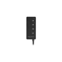 Adapter DELOCK, USB-A (M) na 2x3.5mm (Ž), 0.4m, črni