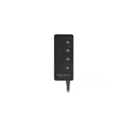 Adapter DELOCK, USB-A (M) na 2x3.5mm (Ž), 0.4m, črni