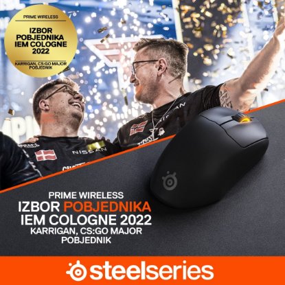 Miška STEELSERIES Prime Wireless Gaming Mouse, brezžična, optična, RGB, 18000 CPI, mat črna, USB