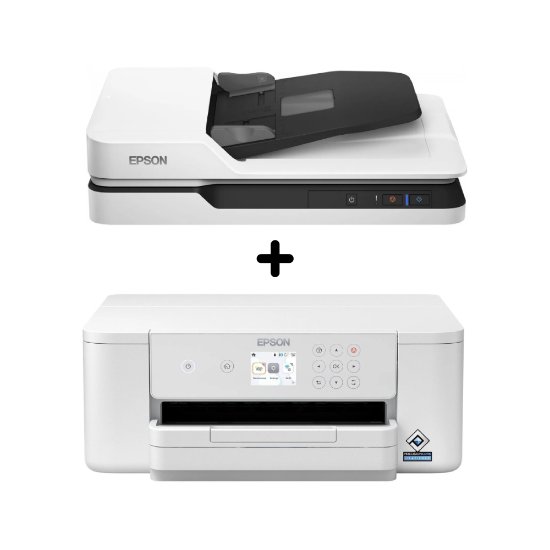 Tiskalnik EPSON WorkForce Pro WF-M4119DW, 4800dpi, USB, LAN, WiFi, beli + Skener Epson WorkForce DS-1630, 1200dpi, USB 3.0