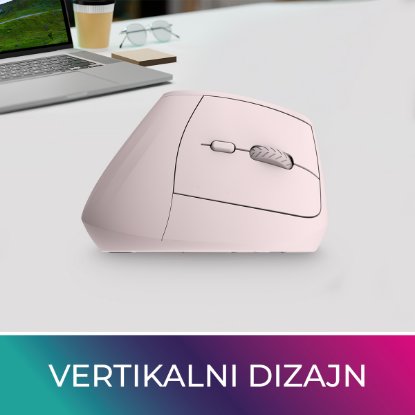 MiškaOCTIO Ergo V100WBT, optična, brezžična, BT, 4000 dpi, roza