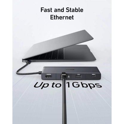 Priklopna postaja ANKER 552, USB-C na 3x USB-A, 1x USB-C, 1x RJ45, 1x HDMI 1.4, MicroSD, PD 85W, črni