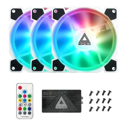 Ventilator MONTECH Z3 Pro ARGB, PWM, 120mm, 1500 okr/min, RGB, krmilnik, beli, 3 komada