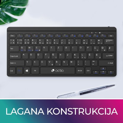 Tipkovnica OCTIO Compact K300WBT, brezžična, Bluetooth, črna